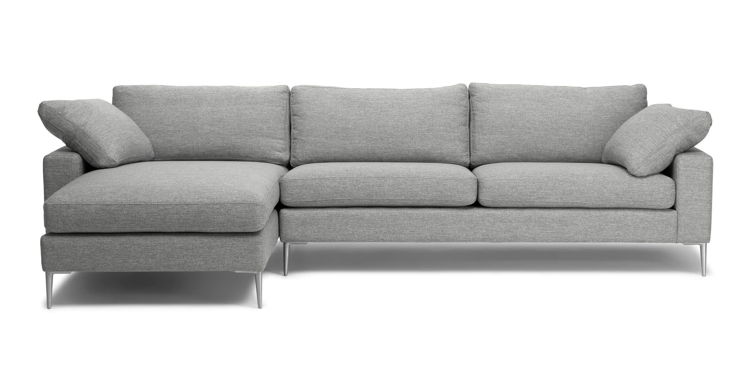 Nova Winter Gray Left Sectional Sofa | Mid Century Modern Pertaining To Florence Mid Century Modern Left Sectional Sofas (View 9 of 15)