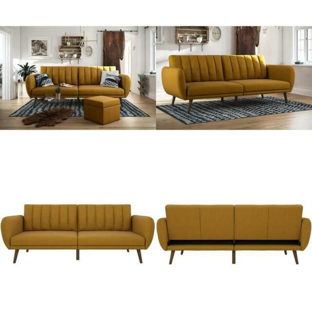 Novogratz Brittany Sofa Futon, Premium Linen Upholstery In Brittany Sectional Futon Sofas (View 14 of 15)