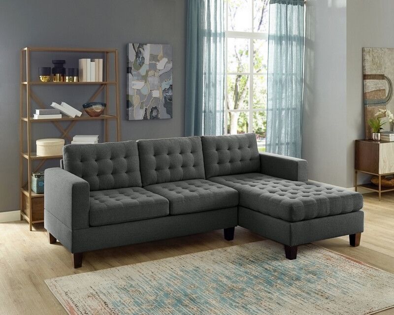 Oah D6119 2 Pc Clao Ash Black Linen Like Fabric Reversible Inside 2pc Connel Modern Chaise Sectional Sofas Black (Photo 4 of 15)