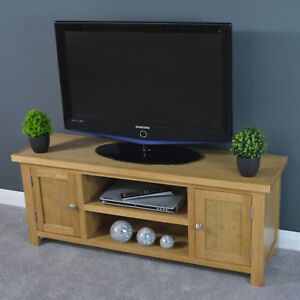 Oak Wide Tv Stand / Large Tv Cabinet / Solid Wood / Plasma In Newest Wide Tv Cabinets (View 2 of 15)