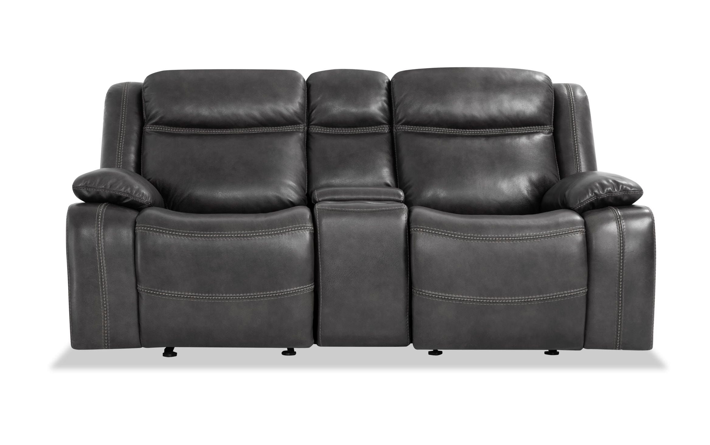 Olympus Gray Leather Power Reclining Loveseat Bob S For Trailblazer Gray Leather Power Reclining Sofas (View 1 of 15)