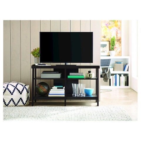 Open Shelf Tv Stand – Black (View 2 of 15)