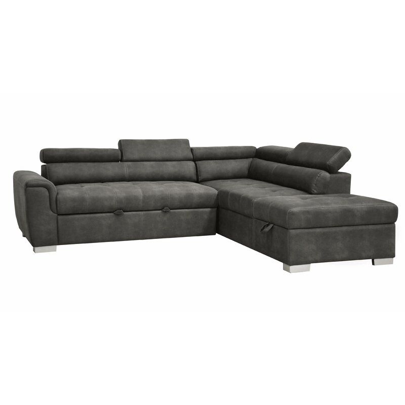 Orren Ellis Adjustable Headrest Sectional Sofa With Throughout Sectional Sofas With Storage (View 11 of 15)
