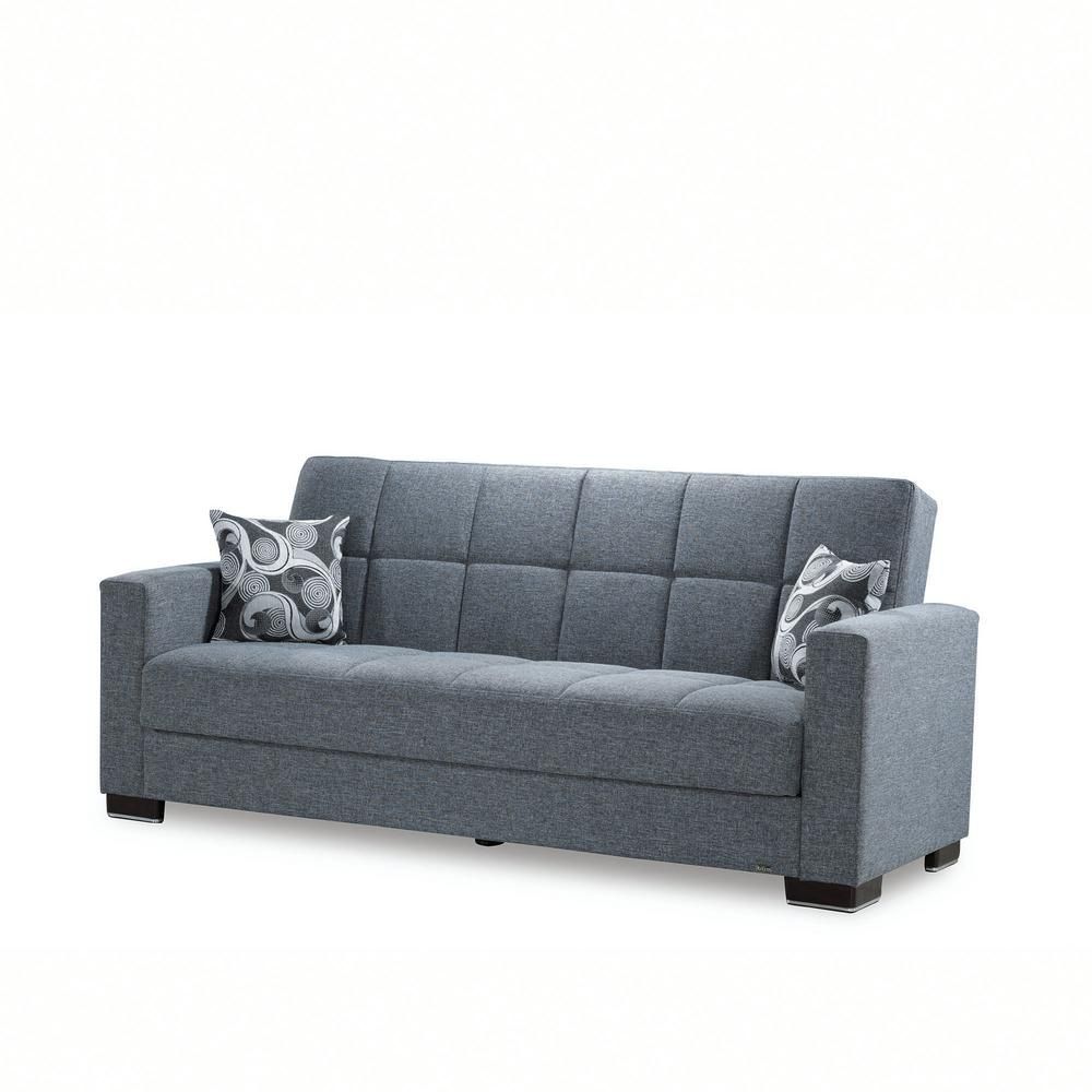 Ottomanson Armada Gray Fabric Upholstery Sofa Sleeper Bed With Hugo Chenille Upholstered Storage Sectional Futon Sofas (View 14 of 15)