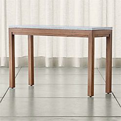 Parsons White Marble Top/ Dark Steel Base 48x16 Console Regarding Newest Parsons Walnut Top & Dark Steel Base 48x16 Console Tables (View 4 of 15)