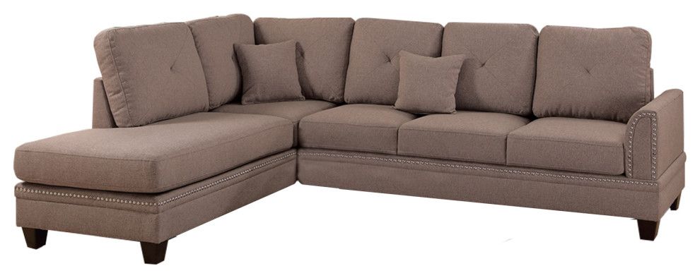 Polyfiber 2 Piece Sectional Set With Nail Head Trims In Throughout 2pc Polyfiber Sectional Sofas With Nailhead Trims Gray (Photo 1 of 15)