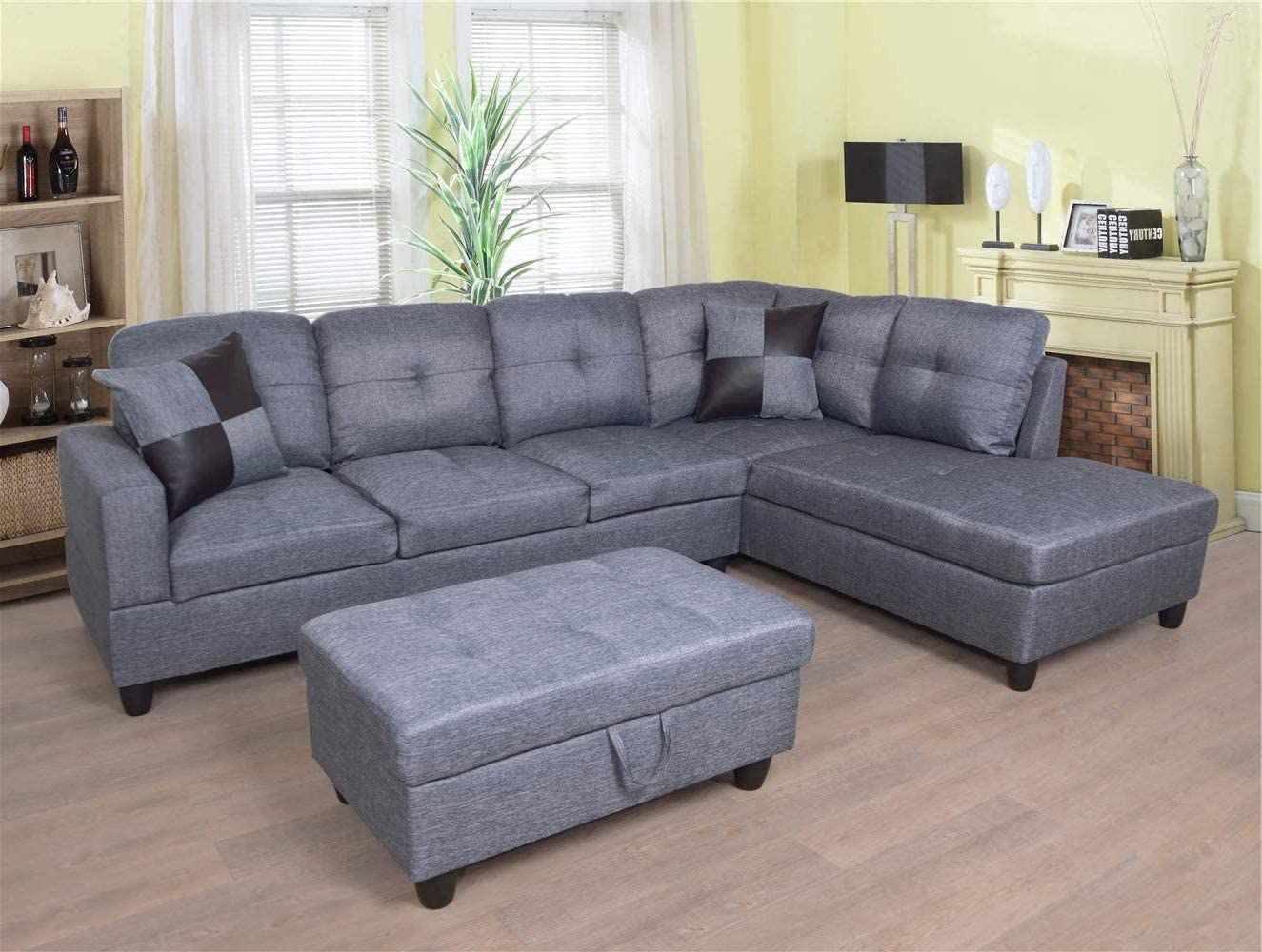 Ponliving Furniture 3 Pcpiece Sectional Sofa Couch Set, L Pertaining To Owego L Shaped Sectional Sofas (View 1 of 15)