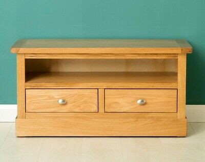 Popular Deco Wide Tv Stands With Regard To Hampshire Oak Small Tv Stand Unit Modern Solid Wood (View 13 of 15)
