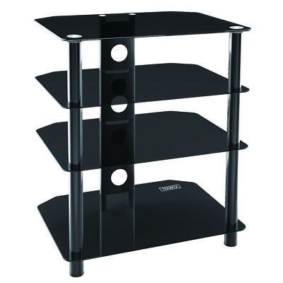 Popular Glass Shelf With Tv Stands With Regard To Tekbox 4 Tier Tv Unit Black Glass Television Stand Base Hi (View 7 of 15)