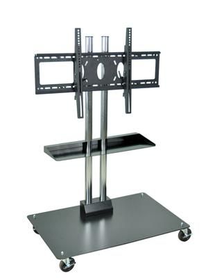 Popular Tabletop Tv Stands Base With Black Metal Tv Mount Pertaining To Stationary Or Mobile Flat Panel Tv Stand 50" Thigh Up To (View 12 of 15)