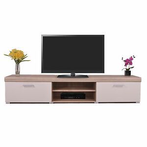 Popular Tv Stands With Drawer And Cabinets Throughout 2 Metre White & Sonoma Oak Effect 2 Door Tv Cabinet Plasma (View 12 of 15)