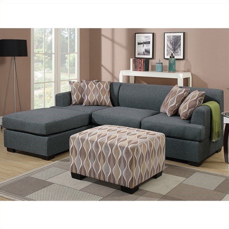 Poundex Bobkona Winfred 2 Piece Reversible Sectional Sofa With Molnar Upholstered Sectional Sofas Blue/Gray (View 13 of 15)