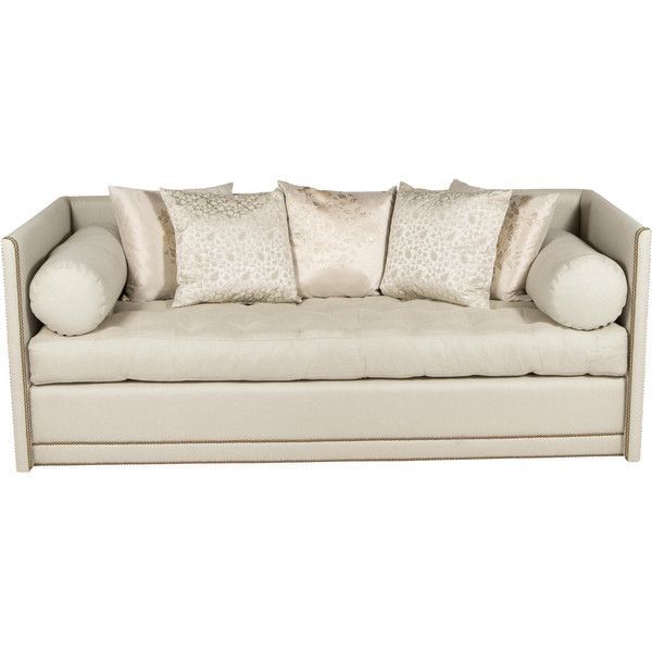 Pre Owned Tufted Sofa With Nailhead Trim ($2,995) Liked On For Radcliff Nailhead Trim Sectional Sofas Gray (View 2 of 15)