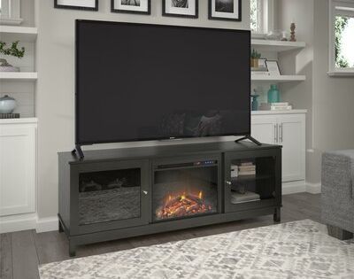 Preferred Chicago Tv Stands For Tvs Up To 70&quot; With Fireplace Included With Greatlin Infrared Electric Fireplace Tv Stand In Black (View 3 of 15)