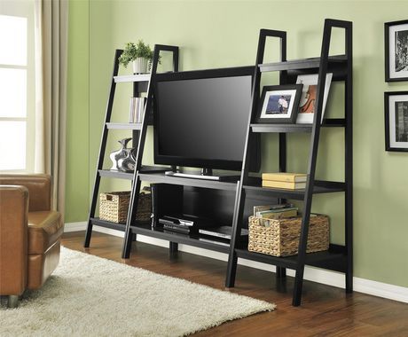 Preferred Edgeware Black Tv Stands Throughout Lawrence Ladder Tv Stand For Tvs Up To 45", Black (View 2 of 15)