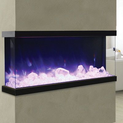 Preferred Modern Black Floor Glass Tv Stands For Tvs Up To 70 Inch Regarding 3 Sided Built In Wall Mount Electric Fireplace (Photo 12 of 15)