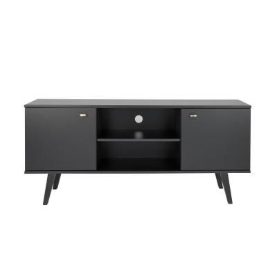 Prepac Milo Mid Century Modern 2 Drawer Black Nightstand With Regard To Well Known Prepac Milo Mid Century Modern 56" Tv Console Stands (View 2 of 15)