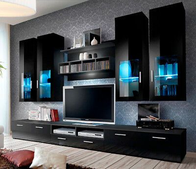 Presto 5 – Black Modern Entertainment Center For 65 Inch Inside Most Up To Date Milano White Tv Stands With Led Lights (View 3 of 15)