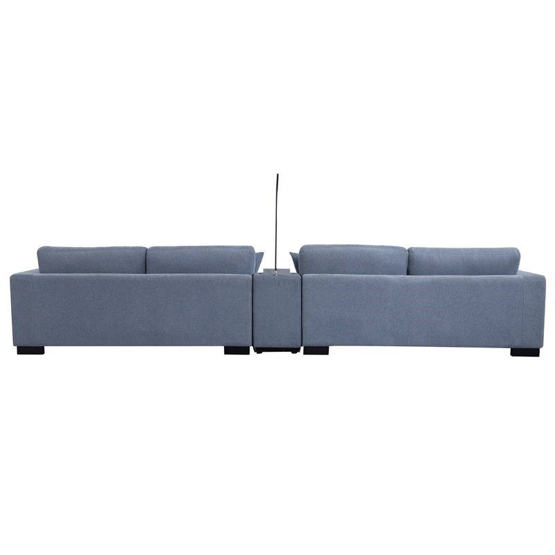 Qiana Sectional Sofa With Pillows In Dusty Blue Fabric – 55235 With Brayson Chaise Sectional Sofas Dusty Blue (View 9 of 15)
