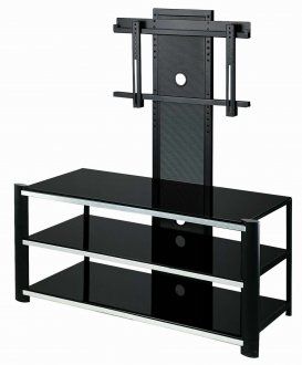 Recent Contemporary Black Tv Stands Corner Glass Shelf With Black Glass & Metal Modern Tv Stand W/Multi Positions Height (View 9 of 15)