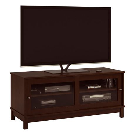 Recent Glass Shelves Tv Stands For Tvs Up To 50" Throughout Tv Stand With Sliding Glass Doors For Tvs Up To 55", Dark (View 5 of 15)