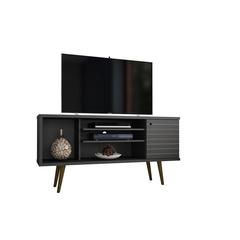 Recent Modern Black Floor Glass Tv Stands For Tvs Up To 70 Inch With Regard To 44" White Wash Wood Tv Stand (View 3 of 15)