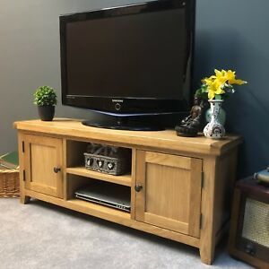Recent Orsen Wide Tv Stands In Large Oak Tv Stand Wide Solid Wood Television Unit With (Photo 4 of 15)