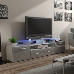 Recent Tv Stands With 2 Open Shelves 2 Drawers High Gloss Tv Unis Pertaining To Bmf Evora White Tv Stand 194cm Wide Grey High Gloss Led (View 4 of 15)