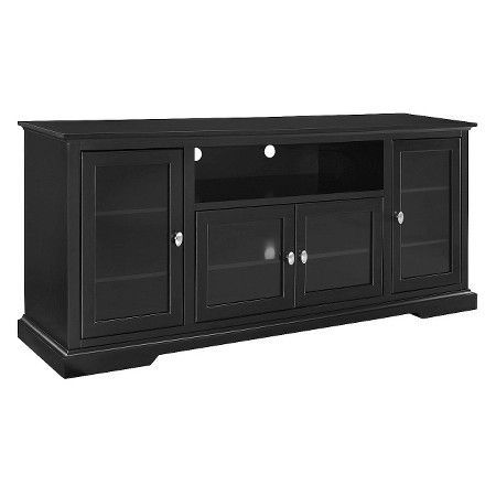 Recent Whalen Furniture Black Tv Stands For 65&quot; Flat Panel Tvs With Tempered Glass Shelves For Glass Door Traditional Highboy Tv Stand For Tvs Up To 80 (Photo 15 of 15)