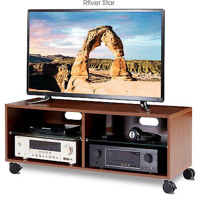 Rolling Wood Entertainment Center Corner Tv Stand With With Regard To Trendy Glass Doors Corner Tv Stands For Tvs Upto 42&quot; (View 1 of 15)