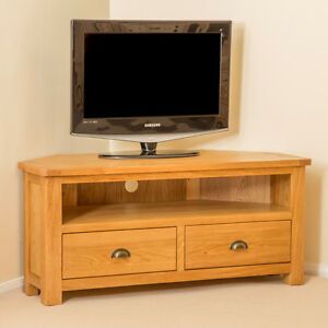 Roseland Oak Corner Tv Cabinet Stand Large Solid Wooden For Most Popular Carbon Tv Unit Stands (View 4 of 15)