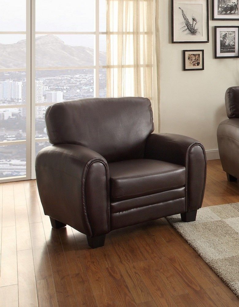 Rubin 3 Pc Dark Brown Bonded Leather Match Sofa Set Pertaining To 3pc Bonded Leather Upholstered Wooden Sectional Sofas Brown (Photo 2 of 15)