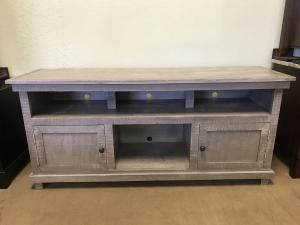 Rustic 60" Long Tv Stand Grey Solid Wood Entertainment Center Regarding Most Current Rustic Tv Stands For Sale (Photo 12 of 15)
