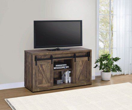 Rustic Oak 48 Inch Tv Console W/ Sliding Barn Doors With Preferred Modern Sliding Door Tv Stands (Photo 2 of 15)