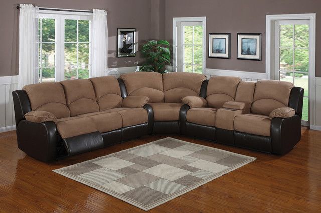 – Saddle Brown Padded Microfiber Suede Reclining Sectional Within Dream Navy 3 Piece Modular Sofas (View 2 of 15)