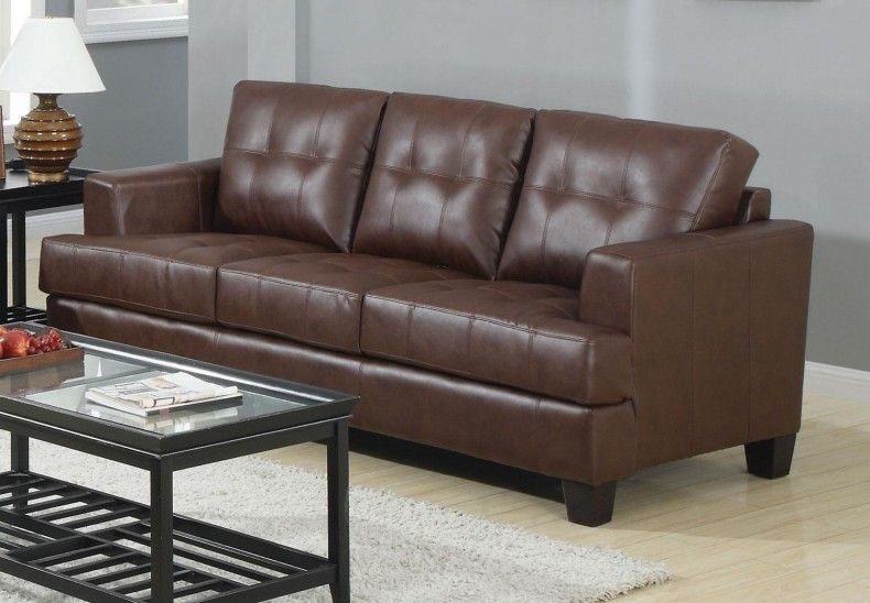 Samuel Dark Brown Sofa – 1stopbedrooms. With Bonded Leather All In One Sectional Sofas With Ottoman And 2 Pillows Brown (Photo 11 of 15)