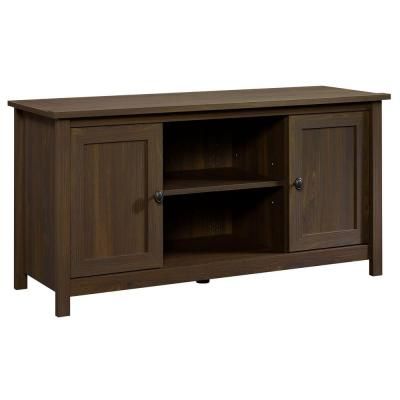 Sauder Country Line Collection 47 In. Rum Walnut Particle Pertaining To Well Known Walnut Tv Cabinets With Doors (Photo 14 of 15)