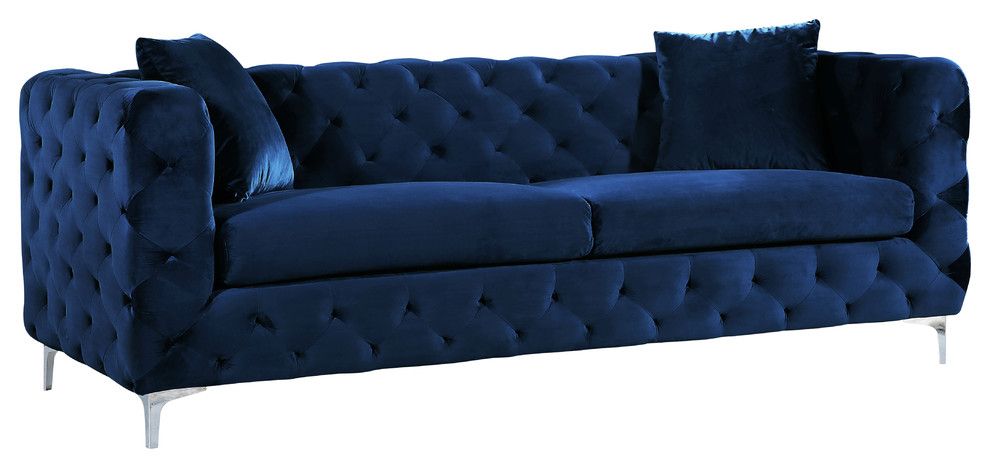 Scarlett Cream Velvet Sofa – Contemporary – Sofas – With Regard To Scarlett Blue Sofas (View 11 of 15)