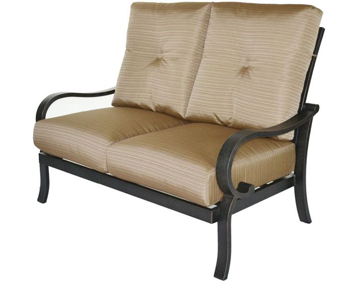 Scarlett Love Seat With Cushions – Patio Furniture Plus Pertaining To Scarlett Beige Sofas (View 13 of 15)