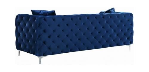 Scarlett Navy Blue Velvet Sofameridian Furniture Throughout Scarlett Blue Sofas (View 15 of 15)