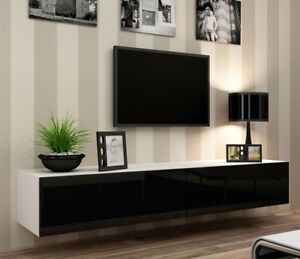 Seattle 22 – Modern Tv Wall Unit / Tv Media Stand / Tv With Regard To Favorite Rfiver Black Tabletop Tv Stands Glass Base (View 7 of 15)