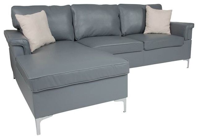Sectional With Left Side Facing Chaise In Gray Within Element Right Side Chaise Sectional Sofas In Dark Gray Linen And Walnut Legs (View 12 of 15)