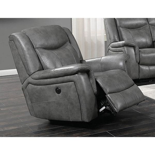 Shop Encino Light Grey Faux Leather Power Glider Recliner For Colby Manual Reclining Sofas (View 9 of 15)
