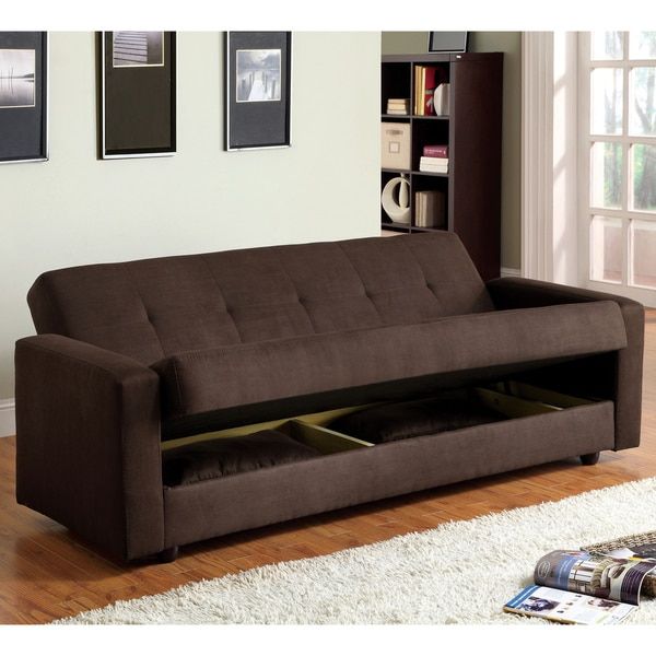 Shop Furniture Of America Cozy Microfiber Futon Sofa Bed With Liberty Sectional Futon Sofas With Storage (View 8 of 15)