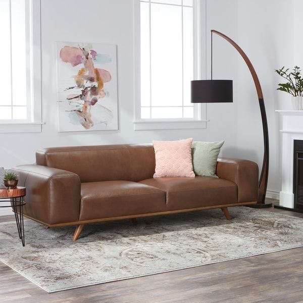 Shop Jasper Laine Dante Italian Oxford Tan Leather Sofa With Celine Sectional Futon Sofas With Storage Camel Faux Leather (View 11 of 15)