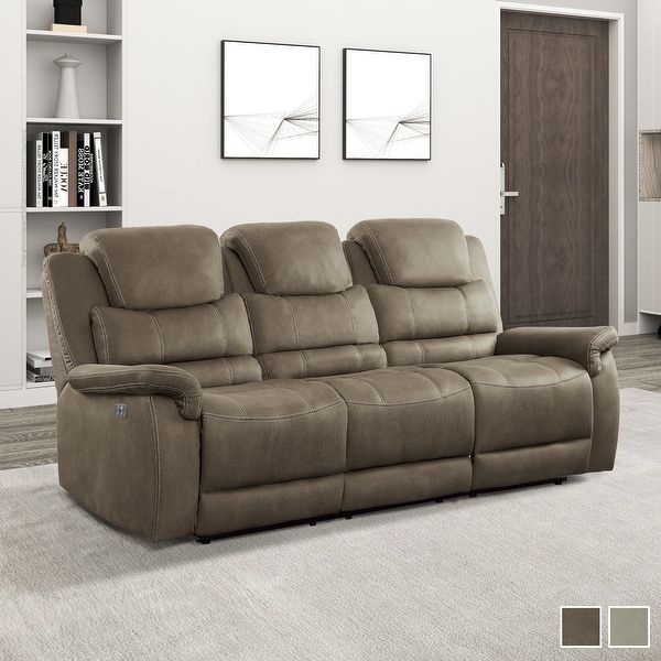 Shop Rosnay Power Double Reclining Sofa With Drop Down Cup With Titan Leather Power Reclining Sofas (View 14 of 15)