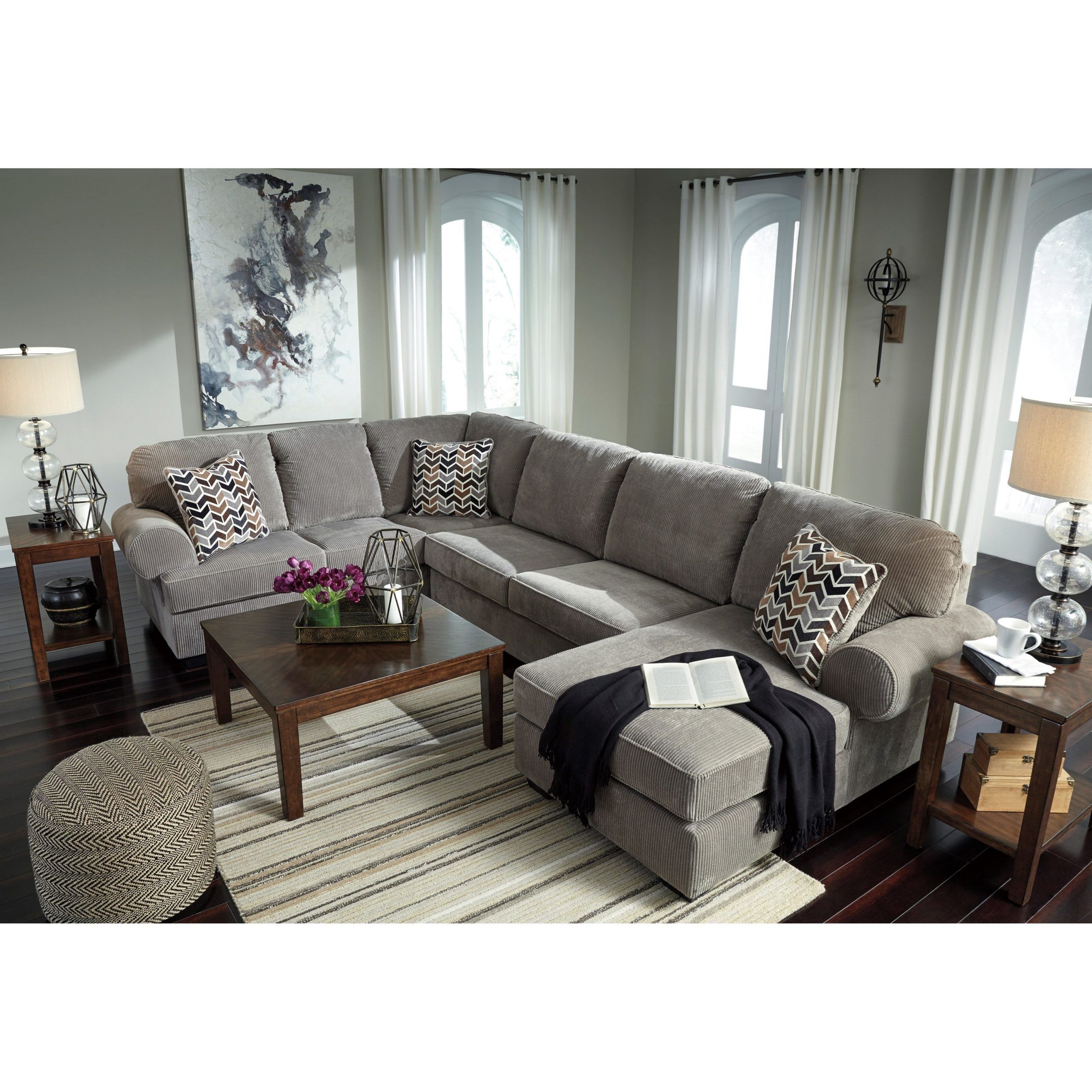 Signature Designashley Jinllingsly Contemporary 3 Pertaining To 3pc Polyfiber Sectional Sofas (View 4 of 15)