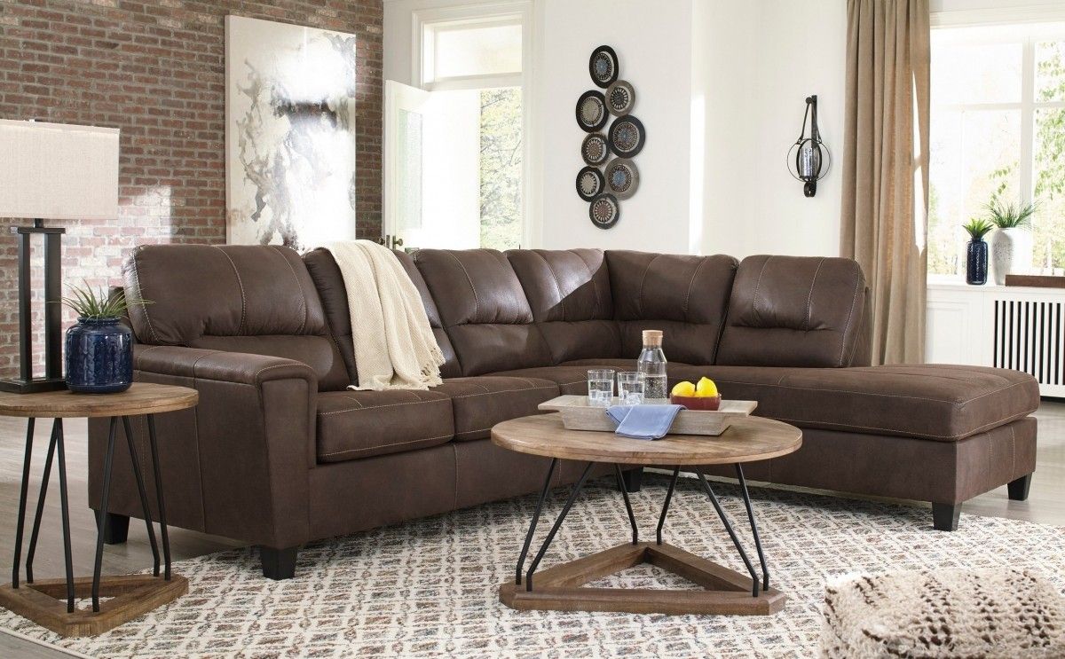 Signature Designashley Navi Chestnut 2 Piece Right Throughout Hannah Right Sectional Sofas (View 14 of 15)