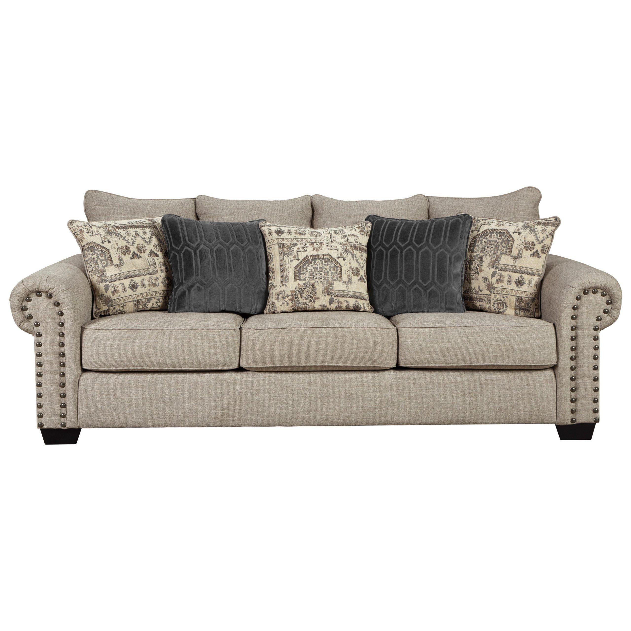 Signature Designashley Zarina 9770438 Transitional In 2pc Polyfiber Sectional Sofas With Nailhead Trims Gray (Photo 4 of 15)