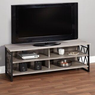 Simple Living Seneca Xx 60 Inch Black/ Grey Rustic Tv Pertaining To Most Recently Released Conrad Metal/Glass Corner Tv Stands (View 11 of 15)
